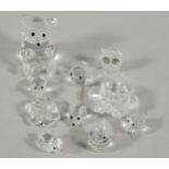 Ten Swarovski crystal animal ornaments, to include a turtle, two pigs, a duck, a bird, a mouse, an