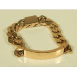 A 9ct gold curb link identity bracelet, 74.7g all in.