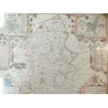 A reproduction county map of Staffordshire, 41cm x 52cm