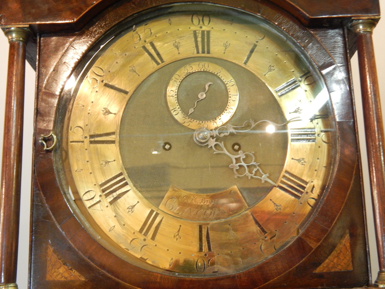 R H Bryan, Lincoln. A late 18thC / early 19thC longcase clock, the circular brass dial with Roman - Image 2 of 3