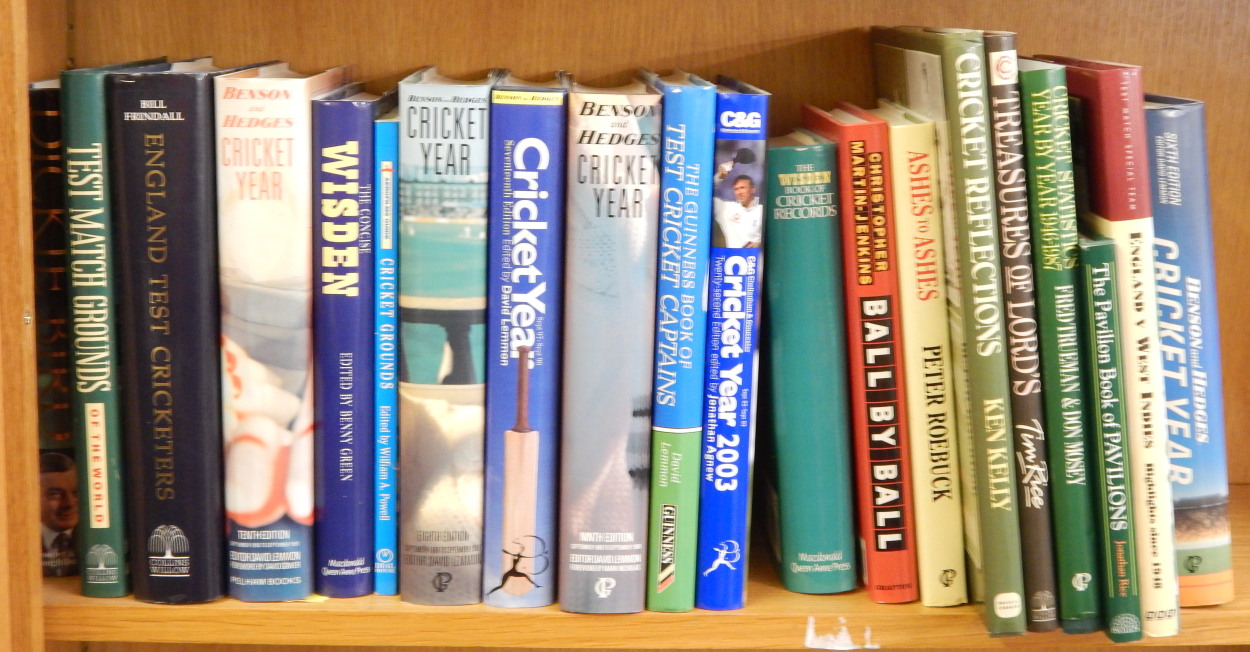 A collection of cricket related books, to include some Wisden publications, Benson & Hedges year