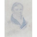 Early 19thC. Portrait of a William Wordsworth, pencil, indistinctly signed, 16cm x 12cm.