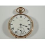 A Fortex 9ct gold pocket watch, with white enamel dial, and seconds dial