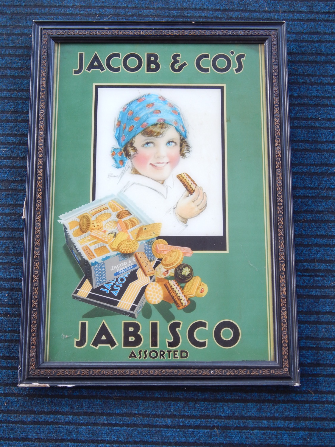 An early 20thC W & R Jacob & Co advertising sign, for Jabisco assorted biscuits, in original - Image 2 of 2