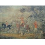 19thC British School. Hunting scene, oil on canvas, 41cm x 56cm