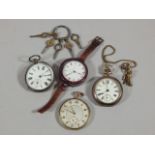 A collection of pocket watches, etc, to include a 1930s style watch stamped to the case PB.