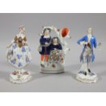 Three 19thC ceramics, to include a Staffordshire flatback style figure, and two Portuguese porcelain