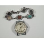 Two items, to include a Record Geneve watch head and a costume bracelet