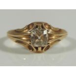 A diamond solitaire ring, with square cut central stone 0.9ct, yellow metal, unmarked, 5.3g all in.
