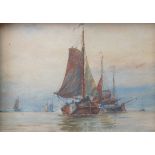 19thC British School. Norfolk Wherries Sail Barge, watercolour, 16cm x 21.5cm