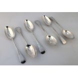 A set of six Victorian silver dessert spoons, probably Henry Holland, Old English pattern, London