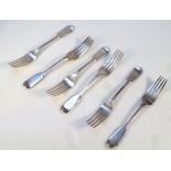 A set of six Victorian silver table forks, by Samuel Hayne and Dudley Cater, each Fiddleback