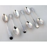 A set of six Edwardian silver teaspoons, by John Round & Sons, Old English pattern, Sheffield