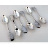 A set of six Victorian silver teaspoons, by William Robert Smily, fiddle pattern, London probably