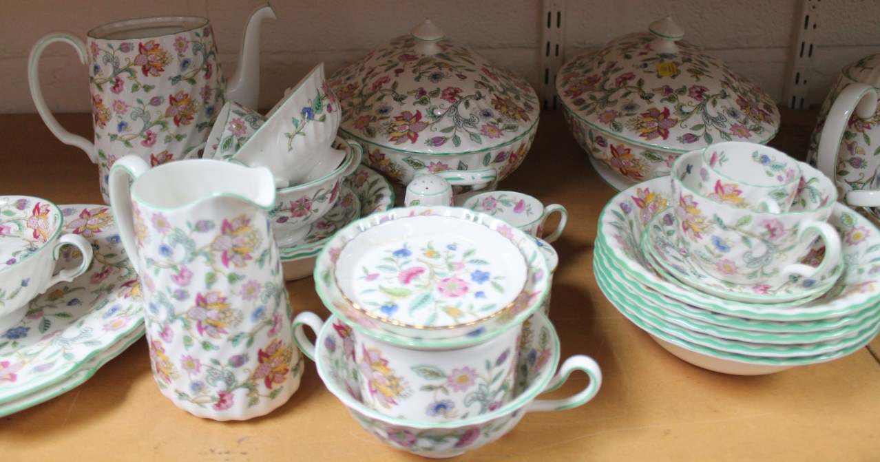 A 20thC Minton Haddon Hall comprehensive part dinner service, to include a pair of lidded - Image 4 of 4