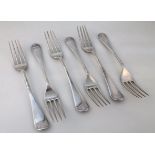 A set of six George V silver table forks, by James Deakin & Sons, Old English pattern, Sheffield