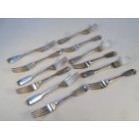 A set of twelve Victorian silver table forks, by William Eaton, fiddle pattern, London 1839, 15oz.