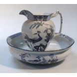 A 20thC Wood & Sons Yuan pattern blue and white jug, 29cm high and bowl, each typically decorated