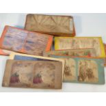 Various late 19thC/early 20thC stereoscopic viewing cards, to include cheap side stamped figural