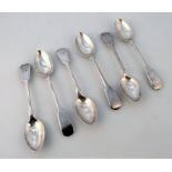 A set of six Edwardian silver teaspoons, by John Round & Sons, fiddle pattern, Sheffield 1904,