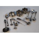 Various Victorian and later silver, to include a pair of napkin rings, another, thimble by Charles