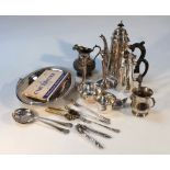 Various silver plate, to include a Queen Anne design coffee pot, 28cm high, R R Sheffield Arts and