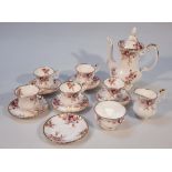 A Royal Albert Cottage Garden part tea service, to include coffee pot, 25cm high, cups, saucers,