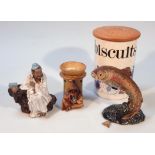 A Beswick figure, of a trout no. 1032, 16cm high, printed marks beneath, to include oriental figure,