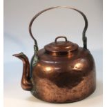 A late 19thC industrial sized copper kettle, of large proportion with plain swing handle and