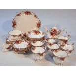 A Royal Albert Old Country Roses part tea service, to include teapot, 15cm high, serving plate,