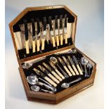 A 20thC oak cased canteen, of silver plated cutlery, settings for eight in oak finish canteen,