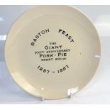 A Baston Feast Giant 700th anniversary pork pie commemorative plate, 1257 - 1957, 18cm diameter.