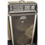 A Peavey bass rig, comprising a Peavey bass MkIII 1978 head amplifier with Peavey 2 x 15" speaker