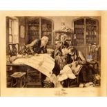 After Dendy-Sadler. An Edwardian print depicting map reading in the study, signed in pencil by