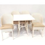 A Lloyd Loom of Spalding rectangular table, with four upholstered seat chairs, (5).