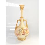 A Royal Worcester blush ivory baluster vase, with gilt mounts and floriate decoration, model no.