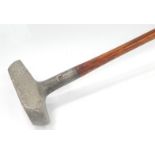 A Standard Mills of Sunderland croquet style golf putter, with hickory shaft, 85cm long.