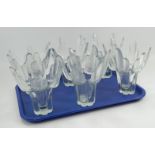 A set of six Ravenshead ice glass cactus glasses, 7cm high.