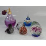 Glass paperweights, including Caithness, etc, (7).