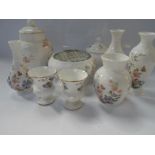 A collection of floriate decorated ceramics, including rose bowls, bud vases, etc, (1 tray).