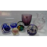 Glass paperweights, including Caithness, etc, (7).