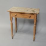 A Victorian scrubbed pine washstand, with turned handles, 80cm high.