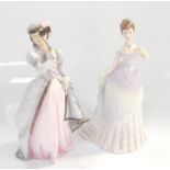 Two Royal Worcester lady figures, Emily and masquerade, both 21cm high.