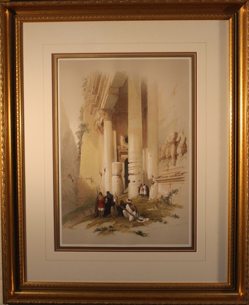 After David Roberts. Temple Petra, Louis Haghe coloured lithograph dated 1839, 52cm x 32cm. - Image 2 of 3