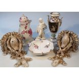 Various porcelain, etc to include an early 19thC Sevres style dish, polychrome decorated with