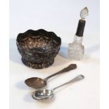 Various silver, to include a sugar bowl with wavy edge rim, repoussé decorated with garlands and