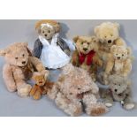 A quantity of various soft toys, and Teddy bears to include an Allders Teddy 2000 plush jointed,