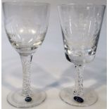 A limited edition Hawkins Winston Churchill Bridge crystal goblet, with double air twist stem and