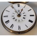 A William IV silver pair cased half hunter pocket watch, the circular 4.5cm enamel dial with two