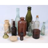 Various glass bottles, to include Davey Club Bottle Newark on Trent, in green glass, 22cm high, a